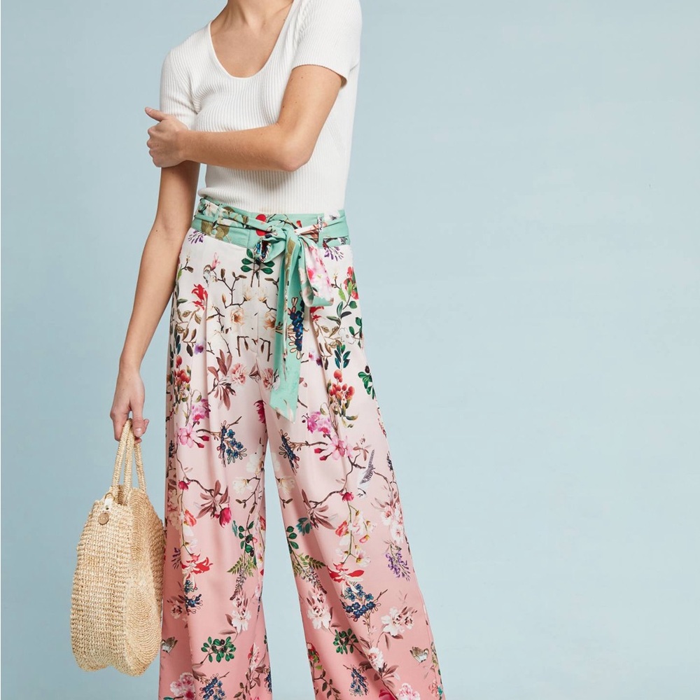 Anthropologie Floral Women's Wide Leg Palazzo Pants
